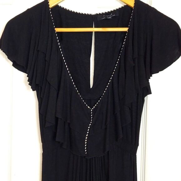 T-Bags Los Angeles Black Flutter Sleeve Maxi Dress Sz XS - Picture 2 of 7
